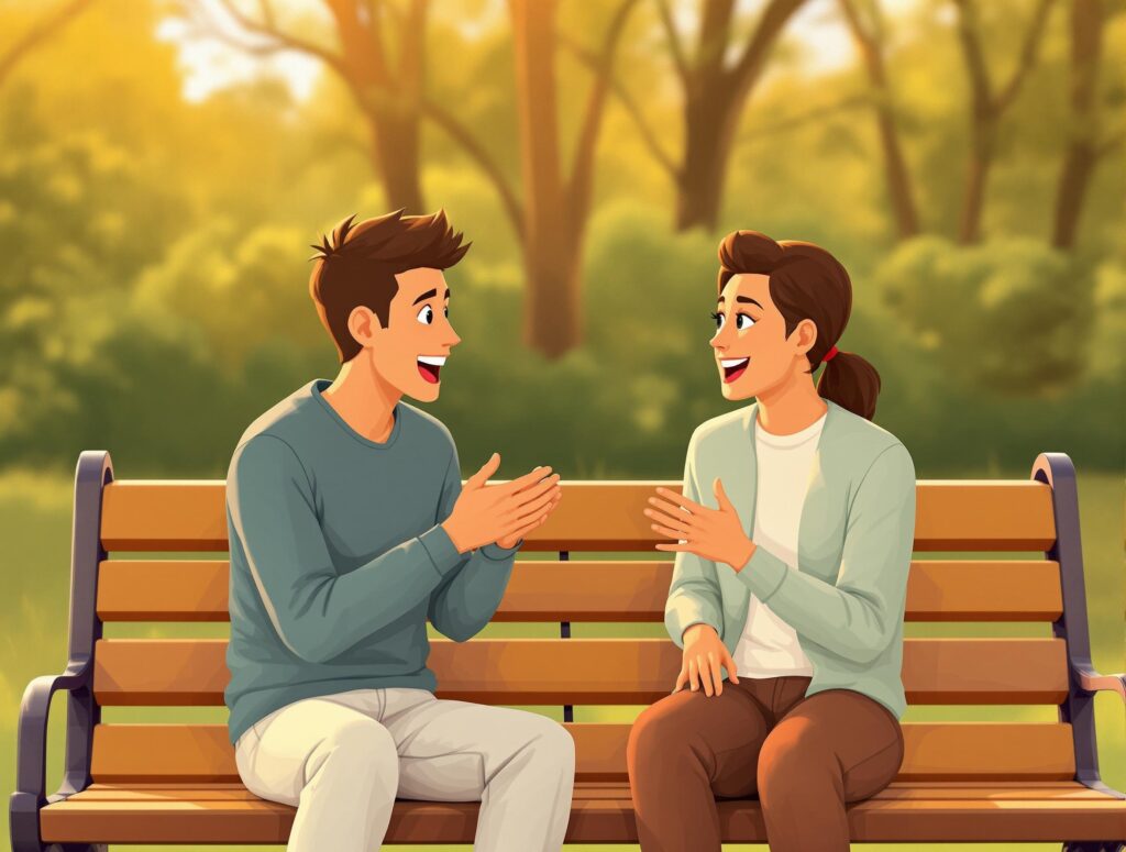 People engaged in warm, genuine face-to-face conversations without any digital devices